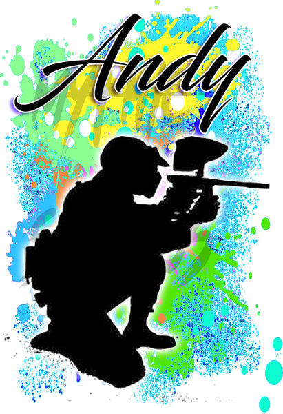 G043 Digitally Airbrush Painted Personalized Custom Paintball party Theme Gift   Drawstring Backpack painting name Team Sport  Drawstring Backpack