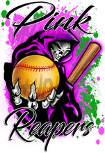 G045 Digitally Airbrush Painted Personalized Custom Grim Reaper Softball    Auto License Plate Tag