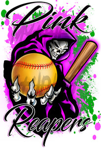 G045 Digitally Airbrush Painted Personalized Custom Grim Reaper Softball    Auto License Plate Tag