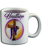 H003 Personalized Airbrushed Christian Cross Ceramic Coffee Mug