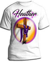 H003 Personalized Airbrushed Christian Cross Tee Shirt