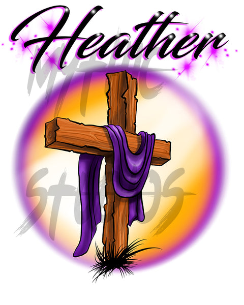 H003 Digitally Airbrush Painted Personalized Custom Cross Christ Drawsing Backpack
