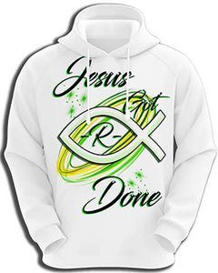 H008 Personalized Airbrushed Jesus Fish Hoodie Sweatshirt – Mythic