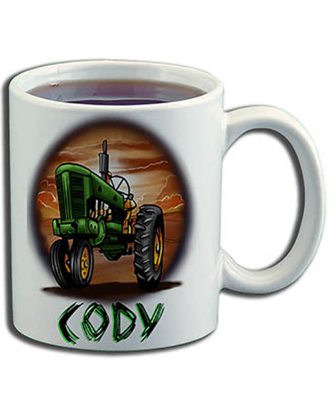H009 Personalized Airbrushed Tractor Ceramic Coffee Mug