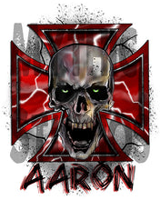 H007 Personalized Airbrushed Wicked Skull Maltese Cross Hoodie Sweatshirt
