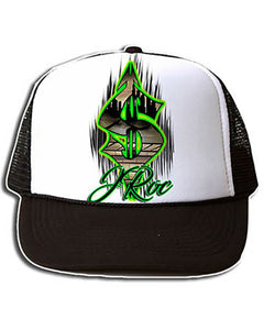 H012 Personalized Airbrushed Airbrush Money Symbol Snapback Trucker Hat