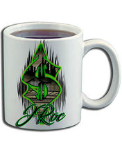 H012 Personalized Airbrushed Airbrush Money Symbol Ceramic Coffee Mug