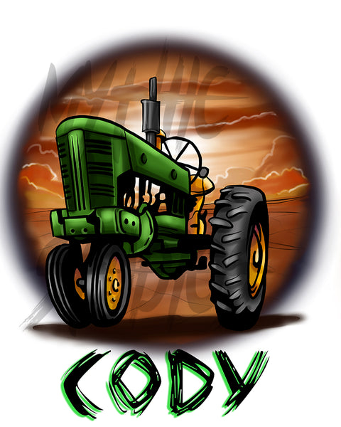 H009 Digitally Airbrush Painted Personalized Custom Tractor farmer farm  Drawstring Backpack