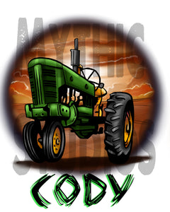 H009 Personalized Airbrushed Tractor Tee Shirt