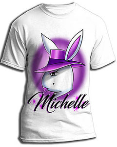 H016 Personalized Airbrushed Airbrush Girl Bunny Tee Shirt