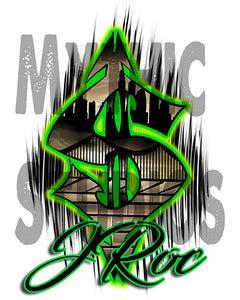 H012 Personalized Airbrushed Airbrush Money Symbol Snapback Trucker Hat