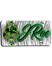 H012 Personalized Airbrushed Airbrush Money Symbol License Plate Tag