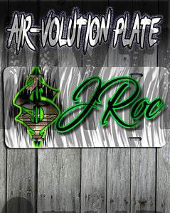 H012 Personalized Airbrushed Airbrush Money Symbol License Plate Tag