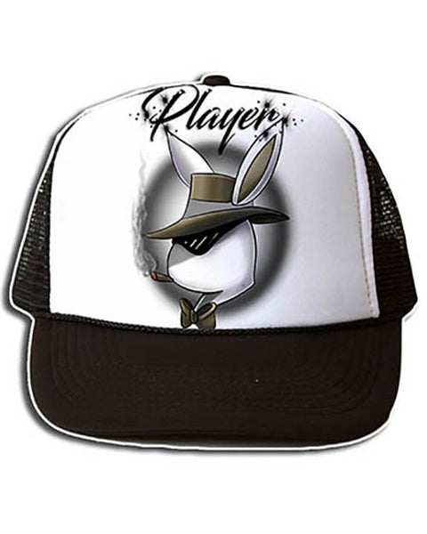 H017 Personalized Airbrushed Player Bunny Snapback Trucker Hat