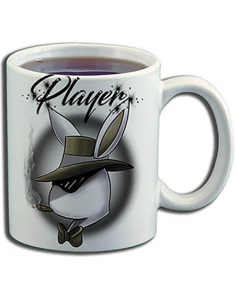 H017 Personalized Airbrushed Player Bunny Ceramic Coffee Mug