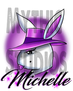H016 Personalized Airbrushed Airbrush Girl Bunny Tee Shirt