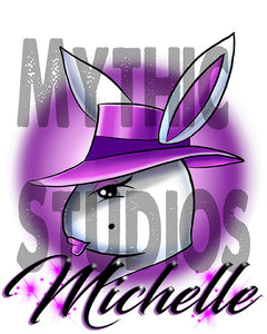 H016 Personalized Airbrushed Airbrush Girl Bunny License Plate Tag