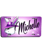 H016 Personalized Airbrushed Airbrush Girl Bunny License Plate Tag