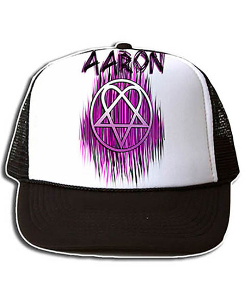H023 Personalized Airbrushed Heart gram Snapback Trucker Hat