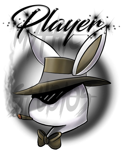 H017 Digitally Airbrush Painted Personalized Custom Player boy bunny  Drawstring Backpack