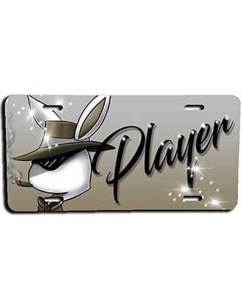H017 Personalized Airbrushed Player Bunny License Plate Tag
