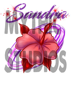 H019 Personalized Airbrushed Hibiscus Flower Ceramic Coffee Mug
