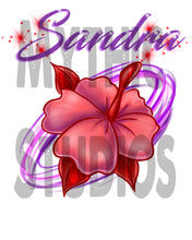 H019 Personalized Airbrushed Hibiscus Flower Ceramic Coaster