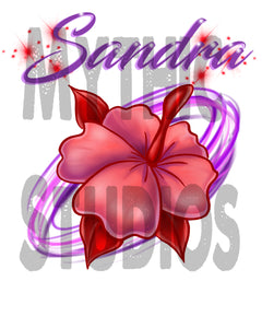 H019 Personalized Airbrushed Hibiscus Flower Ceramic Coaster