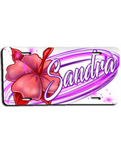 H019 Personalized Airbrushed Hibiscus Flower License Plate Tag