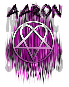 H023 Personalized Airbrushed Heart gram Tee Shirt