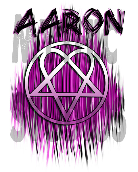 H023 Personalized Airbrushed Heart gram Tee Shirt