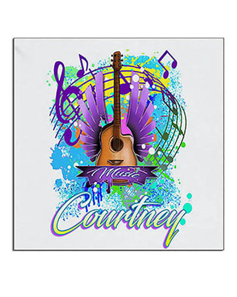 H047 Personalized Airbrushed Guitar Music Notes Ceramic Coaster