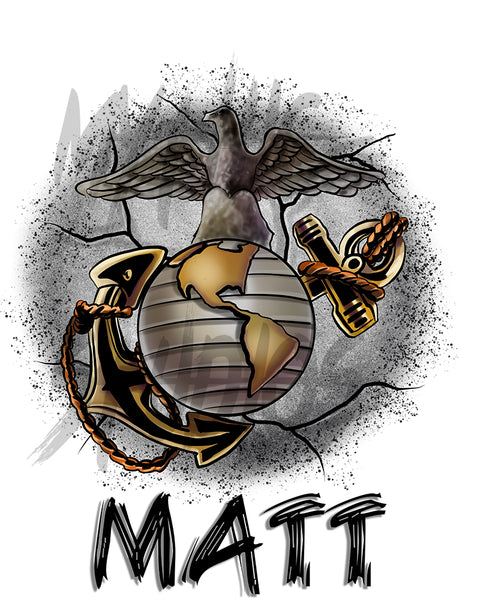H041 Digitally Airbrush Painted Personalized Custom Marine EGA eagle Globe Anchor Drawstring Backpack