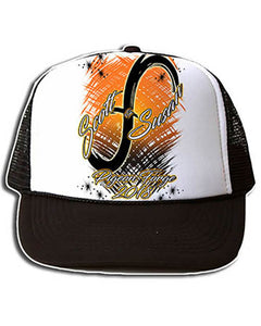 H048 Personalized Airbrushed Infinity Sign Snapback Trucker Hat