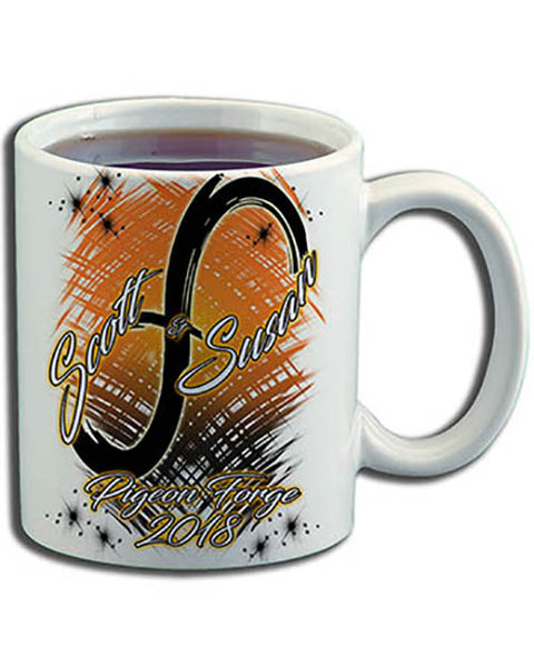 H048 Personalized Airbrushed Infinity Sign Ceramic Coffee Mug