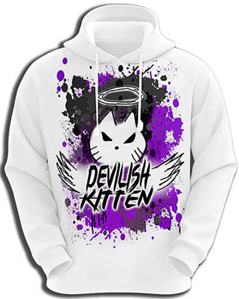 H050 Personalized Airbrushed Devil Kitten Hoodie Sweatshirt