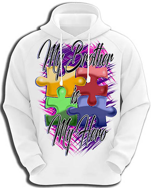 H051 Personalized Airbrushed Autism Logo Hoodie Sweatshirt
