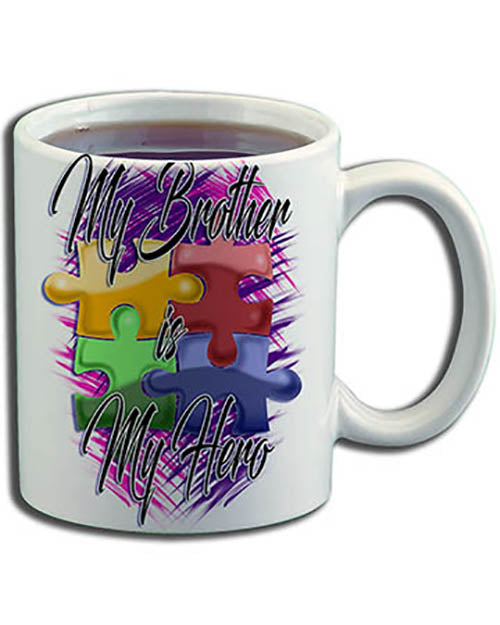 H051 Personalized Airbrushed Autism Logo Ceramic Coffee Mug
