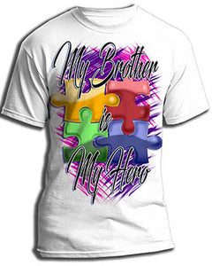 H051 Personalized Airbrushed Autism Logo Kids and Adult Tee Shirt