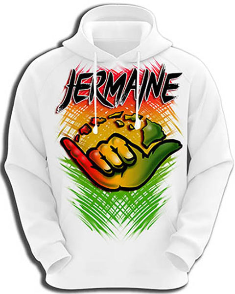 H053 Personalized Airbrushed Shaka Logo Hoodie Sweatshirt