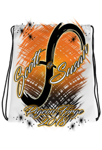 H048 Digitally Airbrush Painted Personalized Custom infinity symbol Drawstring Backpack