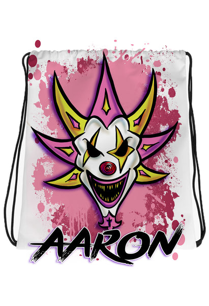 H052 Digitally Airbrush Painted Personalized Custom ICP Clown  Drawstring Backpack