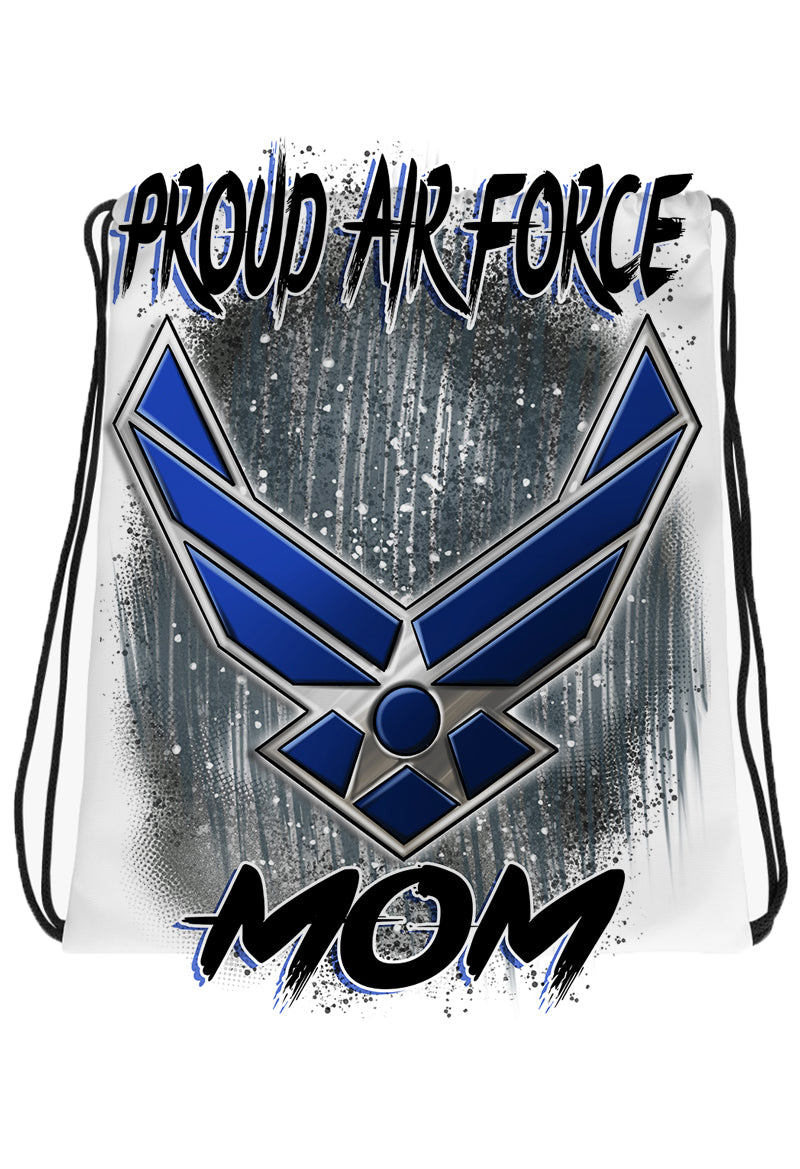 H054 Digitally Airbrush Painted Personalized Custom US Airforce Logo Drawstring Backpack