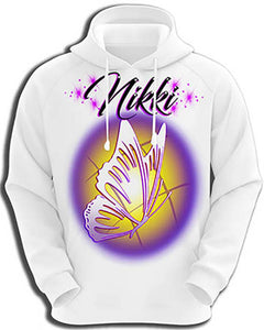I001 Personalized Airbrush Butterfly Hoodie Sweatshirt