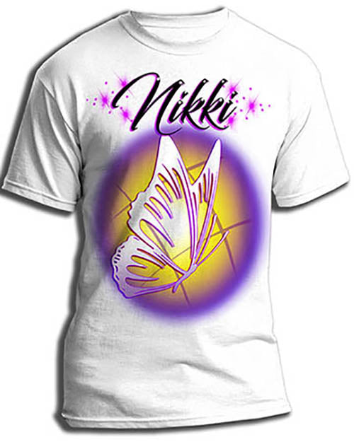 I001 Personalized Airbrush Butterfly Tee Shirt