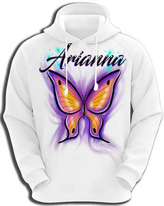 I002 Personalized Airbrush Butterfly Hoodie Sweatshirt