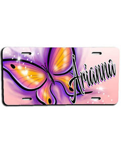 I002 Personalized Airbrush Butterfly License Plate Tag