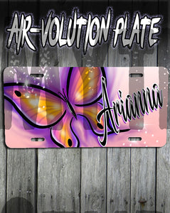 I002 Personalized Airbrush Butterfly License Plate Tag