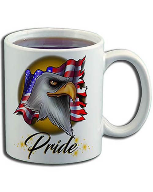 I003 Personalized Airbrush American Flag Bald Eagle Ceramic Coffee Mug –  Mythic Airbrush