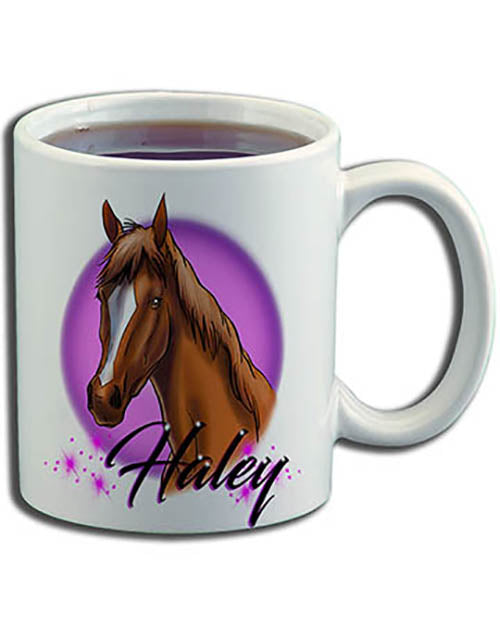 I004 Personalized Airbrush Horse Ceramic Coffee Mug